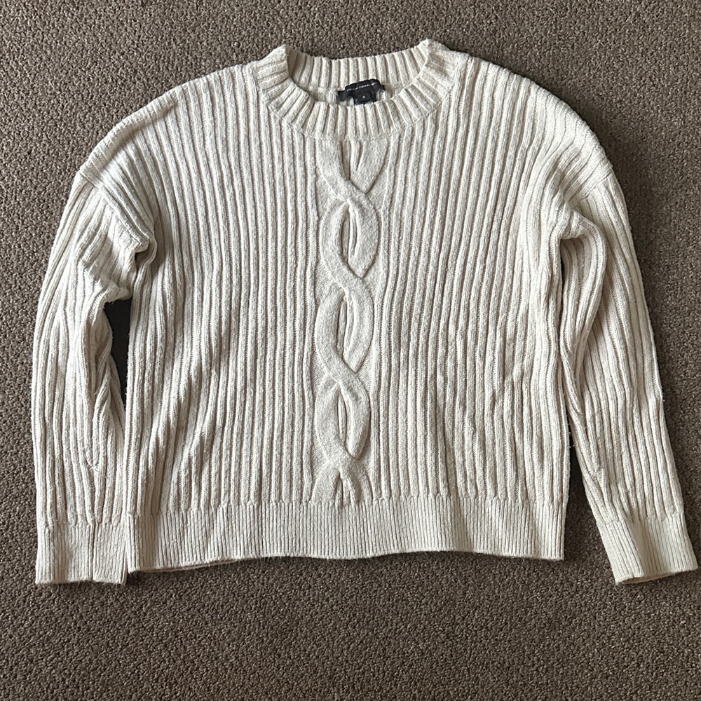 French Connection Ivory Ribbed Sweater